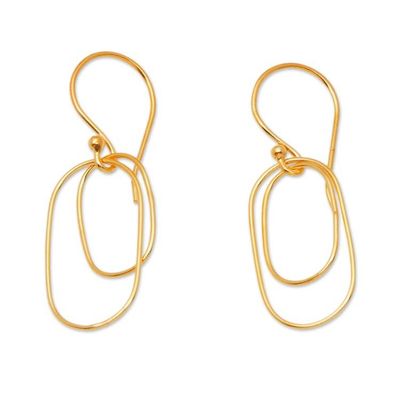 Alternate image for Abstract Geometric 18k Gold-Plated Brass Dangle Earrings Double Abstract