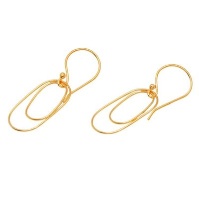 Alternate image for Abstract Geometric 18k Gold-Plated Brass Dangle Earrings Double Abstract