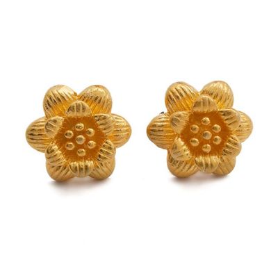 Alternate image for Floral Textured-Finished 18k Gold-Plated Stud Earrings Morning Freesia
