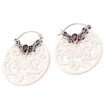 Primary image for Garnet and Sterling Silver Hoop Earrings Pale Paradise