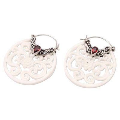 Alternate image for Garnet and Sterling Silver Hoop Earrings Pale Paradise