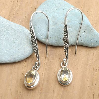 Primary image for Sterling Silver and Citrine Dangle Earrings Crafted in Bali Heavens Treasure in Yellow