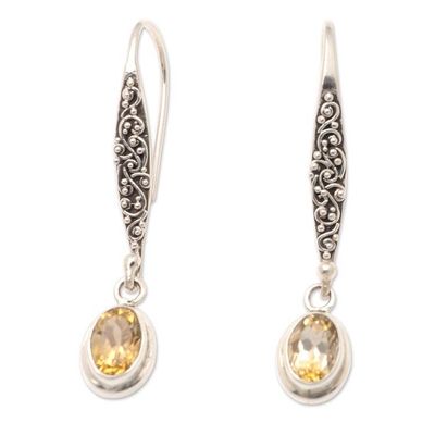Alternate image for Sterling Silver and Citrine Dangle Earrings Crafted in Bali Heavens Treasure in Yellow