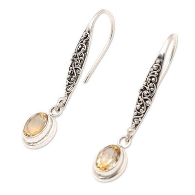 Alternate image for Sterling Silver and Citrine Dangle Earrings Crafted in Bali Heavens Treasure in Yellow