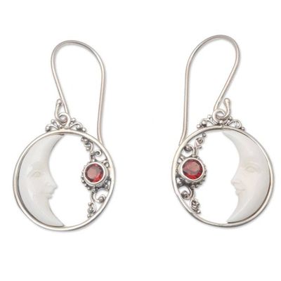 Alternate image for Sterling Silver and Garnet Dangle Earrings One Moonlit Night
