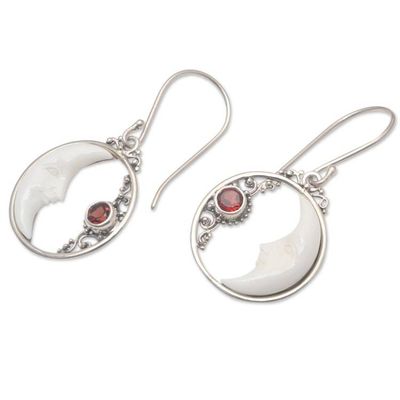 Alternate image for Sterling Silver and Garnet Dangle Earrings One Moonlit Night
