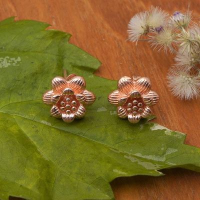 Alternate image for Spring-Themed 18k Rose Gold-Plated Freesia Stud Earrings Rose Freesia