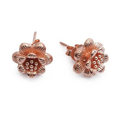 Alternate image for Spring-Themed 18k Rose Gold-Plated Freesia Stud Earrings Rose Freesia