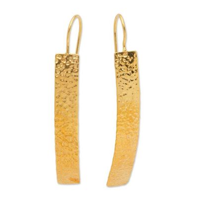 Alternate image for Modern Hammered 18k Gold-Plated Brass Bar Drop Earrings Glorious Textures