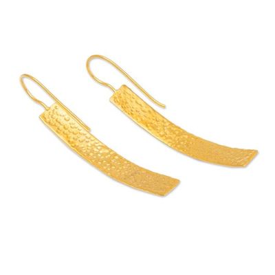 Alternate image for Modern Hammered 18k Gold-Plated Brass Bar Drop Earrings Glorious Textures