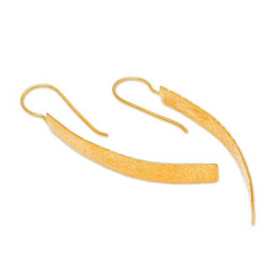 Alternate image for Modern Hammered 18k Gold-Plated Brass Bar Drop Earrings Glorious Textures