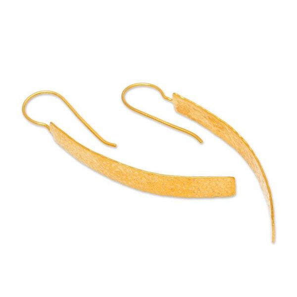 Alternate image for Modern Hammered 18k Gold-Plated Brass Bar Drop Earrings Glorious Textures