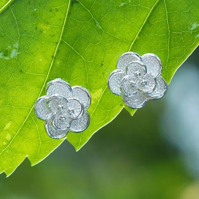 Primary image for Floral High-Polished Sterling Silver Carnation Stud Earrings Carnation of Winter