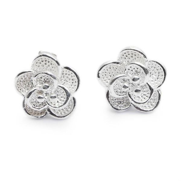Alternate image for Floral High-Polished Sterling Silver Carnation Stud Earrings Carnation of Winter