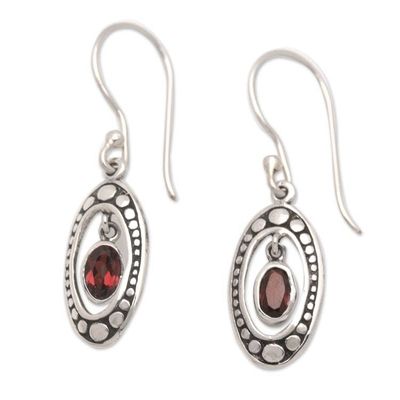 Alternate image for Sterling Silver and Garnet Armadillo-Themed Dangle Earrings Red Armadillo