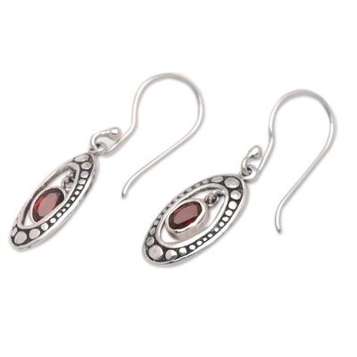Alternate image for Sterling Silver and Garnet Armadillo-Themed Dangle Earrings Red Armadillo