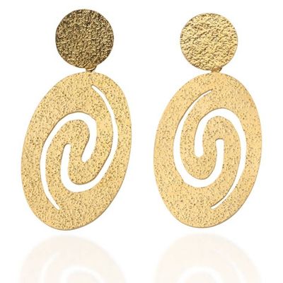 Alternate image for Textured 18k Gold-Plated Spiral Dangle Earrings Made in Bali Spiral of Success