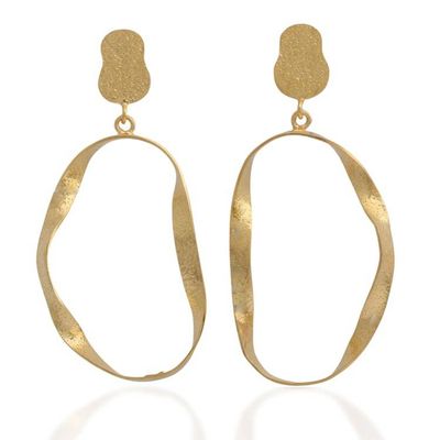 Alternate image for Artisan-Made High-Polished 18k Gold-Plated Dangle Earrings Twisted Nimbus