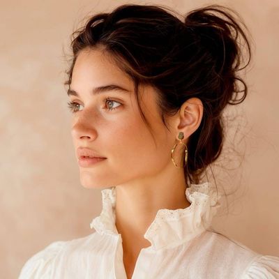 Alternate image for Artisan-Made High-Polished 18k Gold-Plated Dangle Earrings Twisted Nimbus