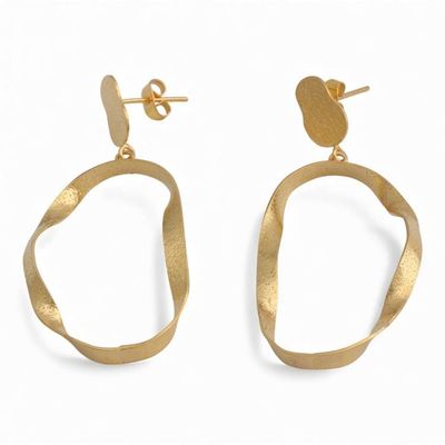 Alternate image for Artisan-Made High-Polished 18k Gold-Plated Dangle Earrings Twisted Nimbus