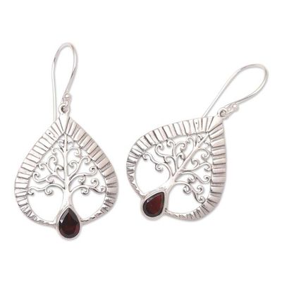 Alternate image for Garnet and Sterling Silver Tree of Life Earrings Tropical Tree