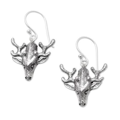 Alternate image for Sterling Silver Dangle Earrings with Deer Motif Menjangan Island