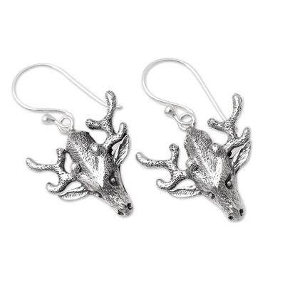 Alternate image for Sterling Silver Dangle Earrings with Deer Motif Menjangan Island