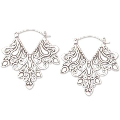 Alternate image for Hand Crafted Sterling Silver Hoop Earring Love Bud