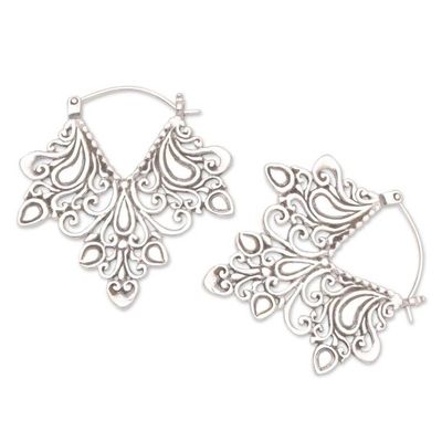 Alternate image for Hand Crafted Sterling Silver Hoop Earring Love Bud