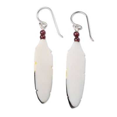 Alternate image for Peacock-Inspired Hand-Painted Garnet Bead Dangle Earrings Peacock Prestige
