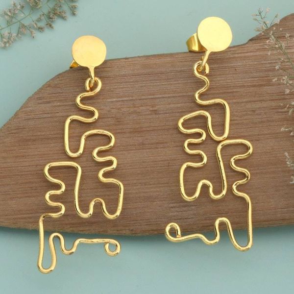 Alternate image for Whimsical Semi-Abstract 18k Gold-Plated Dangle Earrings Unexpected Glint