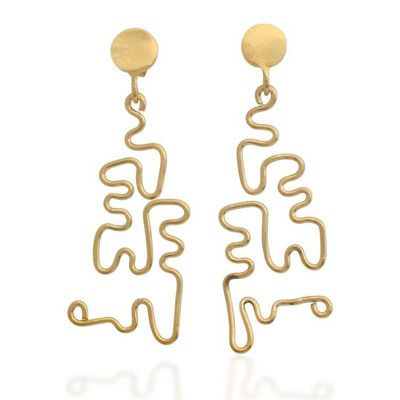 Alternate image for Whimsical Semi-Abstract 18k Gold-Plated Dangle Earrings Unexpected Glint