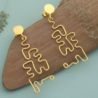 Alternate image for Whimsical Semi-Abstract 18k Gold-Plated Dangle Earrings Unexpected Glint