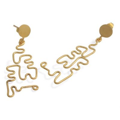 Alternate image for Whimsical Semi-Abstract 18k Gold-Plated Dangle Earrings Unexpected Glint