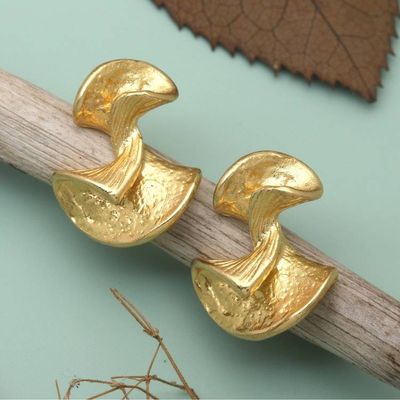 Primary image for Whimsical 18k Gold-Plated Button Earrings Crafted in Bali Versatile  Victorious
