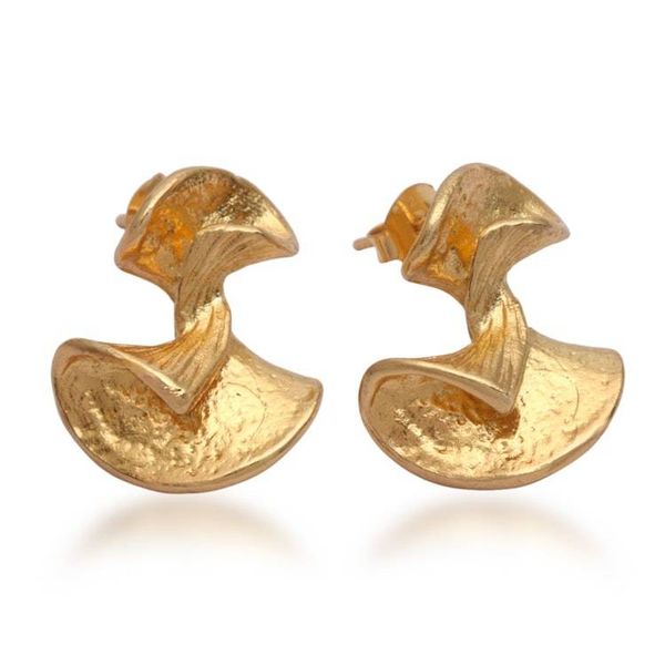 Alternate image for Whimsical 18k Gold-Plated Button Earrings Crafted in Bali Versatile Victorious