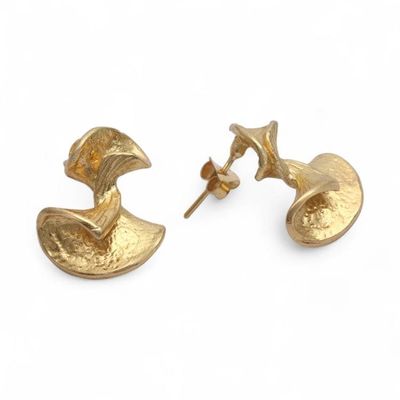 Alternate image for Whimsical 18k Gold-Plated Button Earrings Crafted in Bali Versatile  Victorious