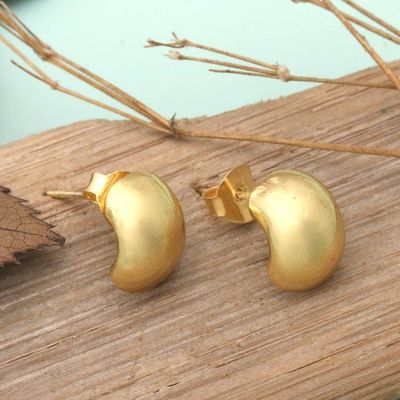Primary image for Modern 18k Gold-Plated Button Earrings in a Polished Finish Golden Basis