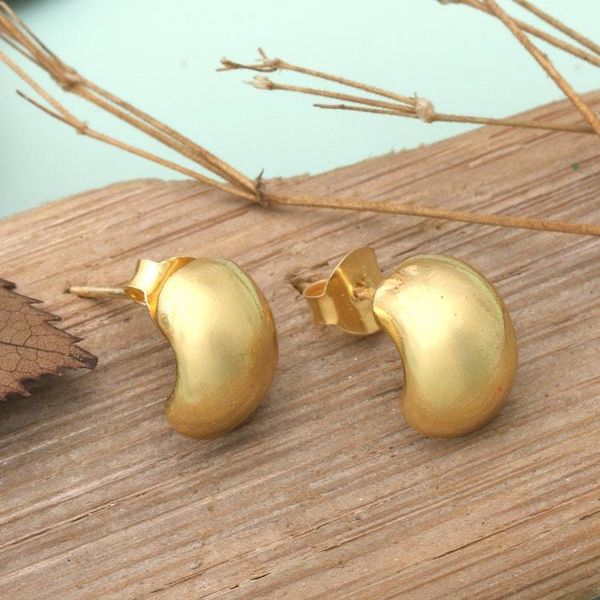 Alternate image for Modern 18k Gold-Plated Button Earrings in a Polished Finish Golden Basis