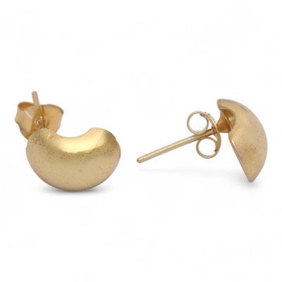 Alternate image for Modern 18k Gold-Plated Button Earrings in a Polished Finish Golden Basis