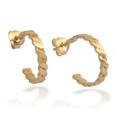 Alternate image for Braid-Pattern 18k Gold-Plated Half-Hoop Earrings from Bali Braided Diadem