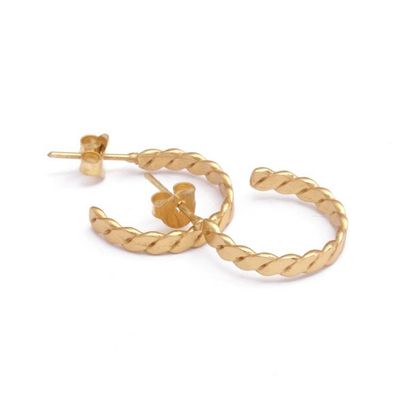 Alternate image for Braid-Pattern 18k Gold-Plated Half-Hoop Earrings from Bali Braided Diadem