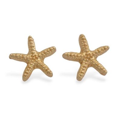 Alternate image for Ocean-Themed 18k Gold-Plated Brass Starfish Stud Earrings Golden Shore