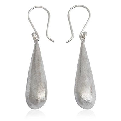 Primary image for Drop-Shaped Brushed-Satin Sterling Silver Dangle Earrings Angel Wishes