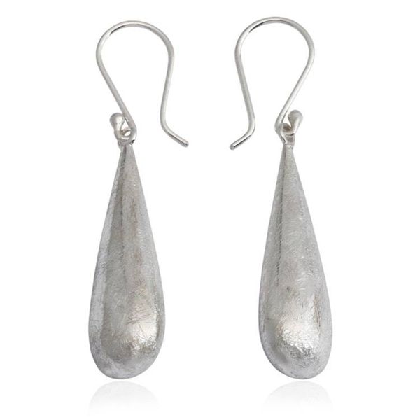 Alternate image for Drop-Shaped Brushed-Satin Sterling Silver Dangle Earrings Angel Wishes