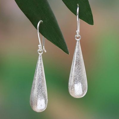 Alternate image for Drop-Shaped Brushed-Satin Sterling Silver Dangle Earrings Angel Wishes
