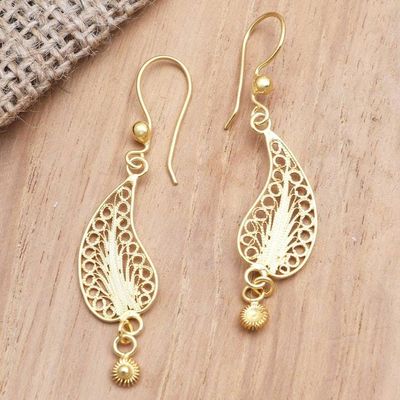 Primary image for Gold-Plated Sterling Silver Filigree Dangle Earrings Fall Celebration