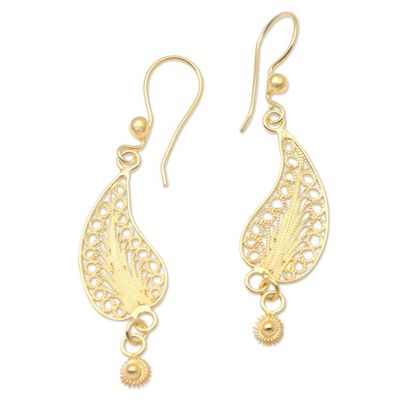 Alternate image for Gold-Plated Sterling Silver Filigree Dangle Earrings Fall Celebration
