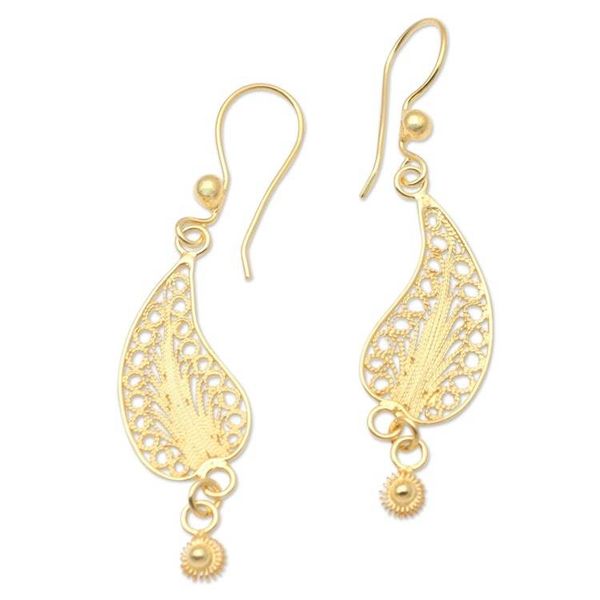 Alternate image for Gold-Plated Sterling Silver Filigree Dangle Earrings Fall Celebration
