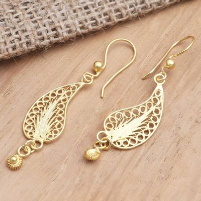Alternate image for Gold-Plated Sterling Silver Filigree Dangle Earrings Fall Celebration